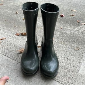 Dark green rain boots, never worn.
